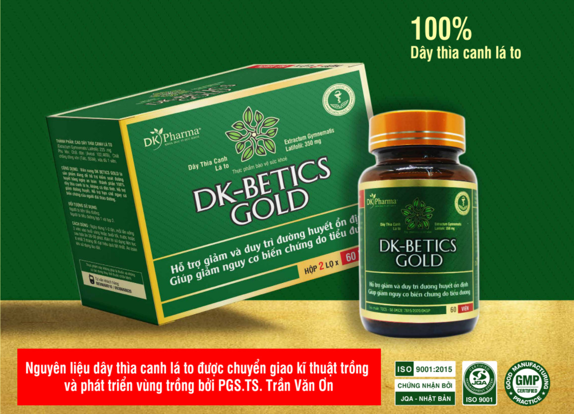 Thực phẩm bảo vệ sức khỏe Viên tiểu đường DK-BETICS GOLD  (Hộp 2 lọ x 60 viên)