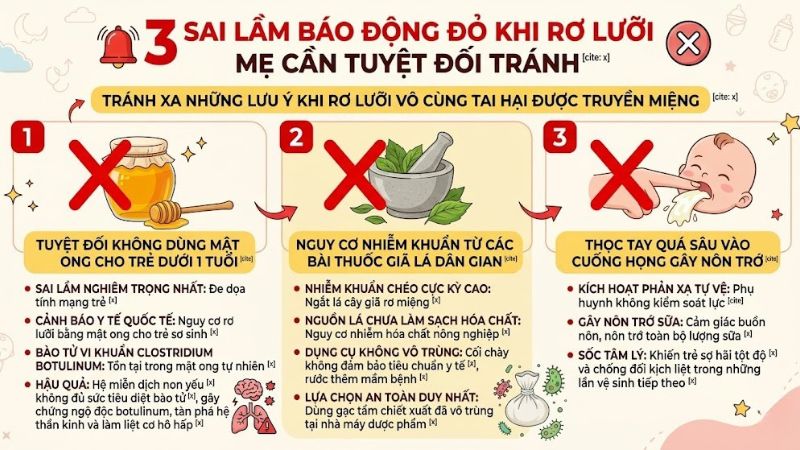 Sai lầm báo động đỏ khi rơ lưỡi cho bé