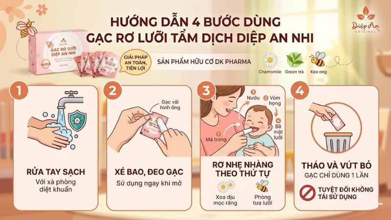 Quy trình 4 bước chuẩn y khoa cùng gạc tẩm dịch Diệp An Nhi